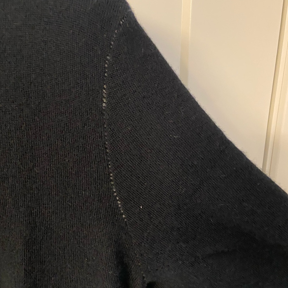 John Varvatos Men's black  Crewneck Sweater with leather elbow patches. - Picture 6 of 8